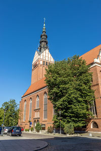 Exterior of building against clear blue sky