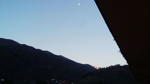 Low angle view of mountain against clear sky