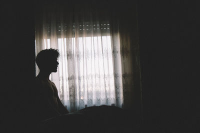 View of curtains in the dark