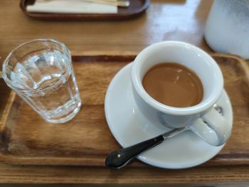 High angle view of coffee on table