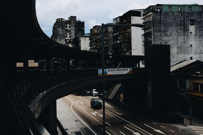 Road passing through city