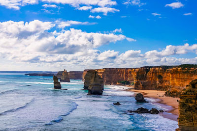 Scenic view of sea against cloudy sky