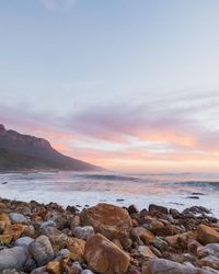 Scenic view of sea against sky during sunset