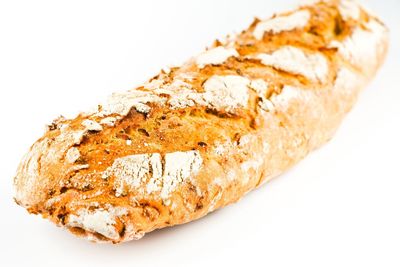 High angle view of bread on white background