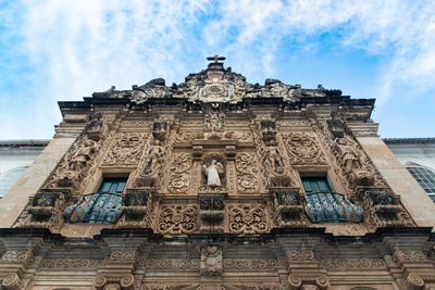 View from below of the facade of the sao francisco church in pelourinho