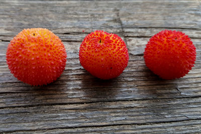 Close-up of strawberries on table