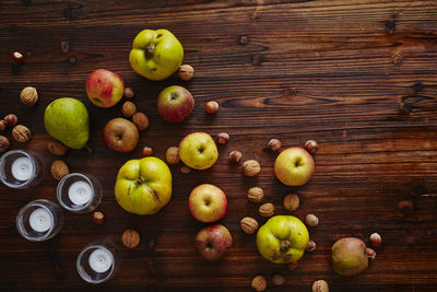 High angle view of fruits on table