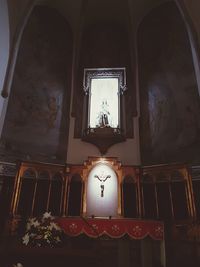 Low angle view of illuminated statue