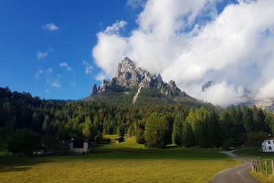 Panoramic view of landscape and mountains against sky