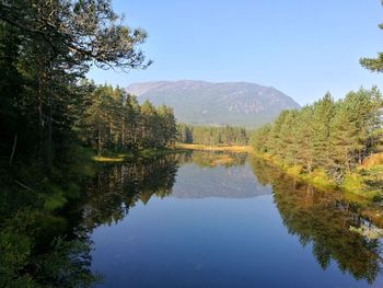 Scenic view of lake against clear sky