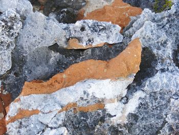 Full frame shot of rock on snow covered land