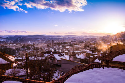 Aerial view of city during winter