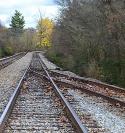 Railroad tracks on railroad track