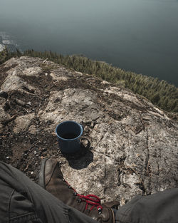 High angle view of coffee cup