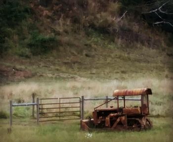 Empty bench in abandoned building