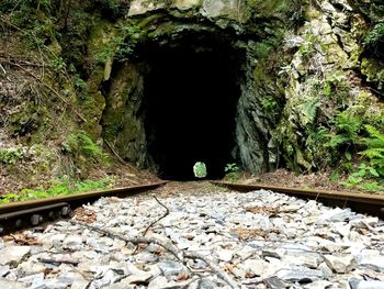 View of railroad track in tunnel