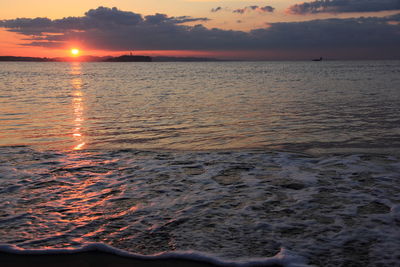 Scenic view of sea at sunset