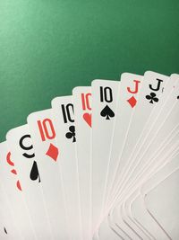 Close-up of cards on table