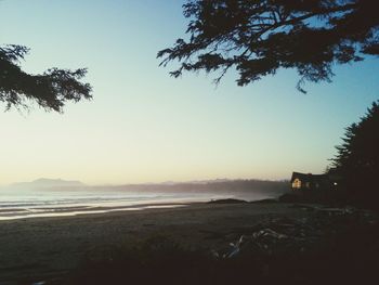 Scenic view of sea against clear sky