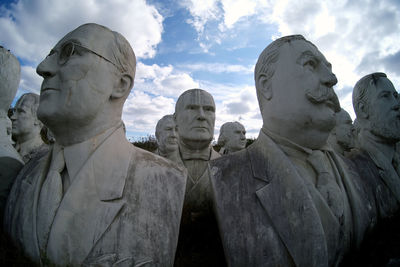 Low angle view of statue against sky