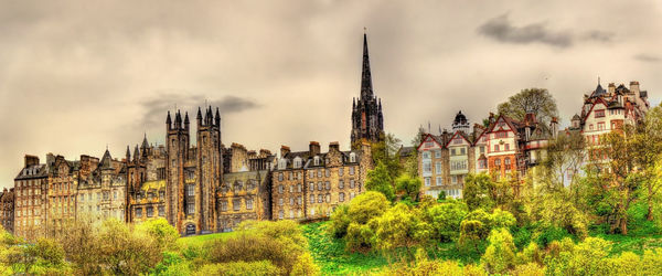 Panoramic view of old buildings against sky