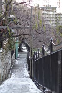 Footpath amidst buildings in city