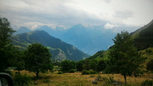 Scenic view of mountains against sky