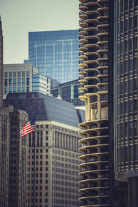 Low angle view of modern buildings against sky