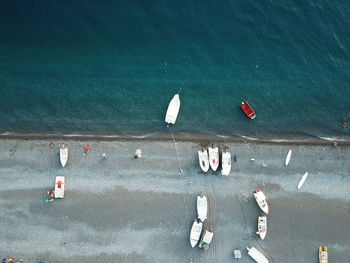 High angle view of floating on sea