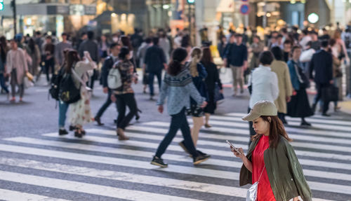 Group of people crossing road