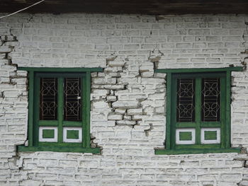 Closed door of building