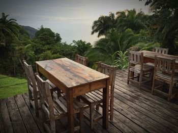 Wooden bench on bench