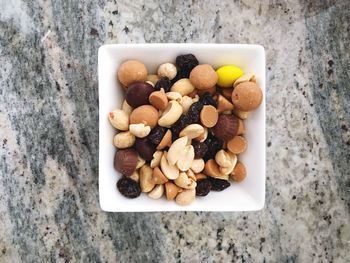 High angle view of fruits in plate