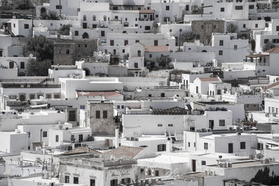 Lindos the city with white colored houses in greece.