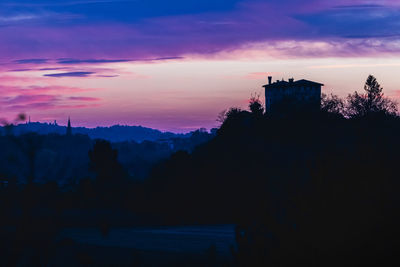 Silhouette buildings against sky during sunset