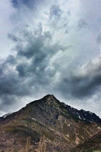 Scenic view of mountains against cloudy sky