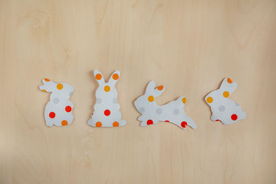 High angle view of cupcakes on table