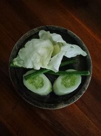 Close-up of fruits in plate on table