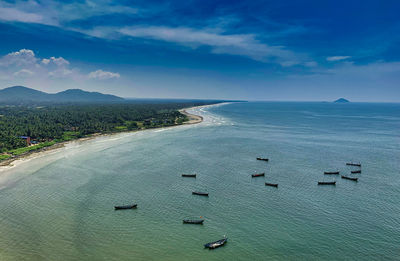 High angle view of sea against sky