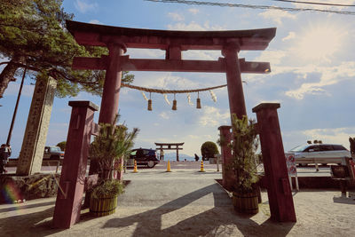 Panoramic view of temple building against sky