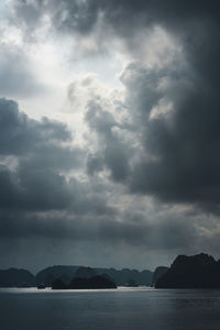 Scenic view of sea against cloudy sky