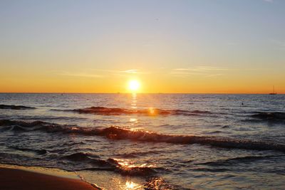 View of calm sea at sunset