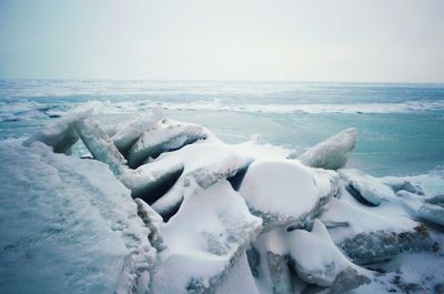 Scenic view of sea against clear sky