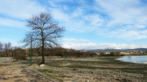 Scenic view of landscape against cloudy sky