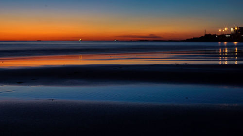 Scenic view of sea against sky at sunset