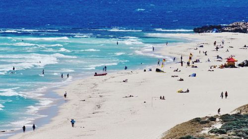 High angle view of people on beach