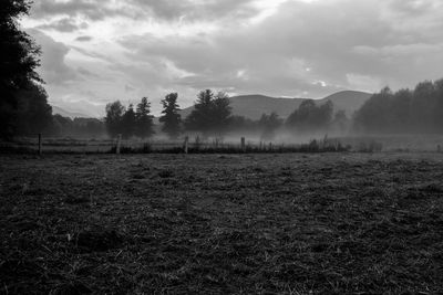 Scenic view of landscape against cloudy sky