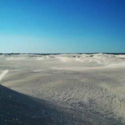 Scenic view of calm sea against blue sky