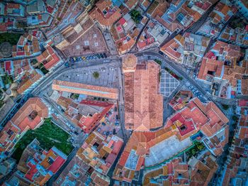 Aerial view of buildings in town