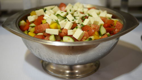 Close-up of salad in bowl on table